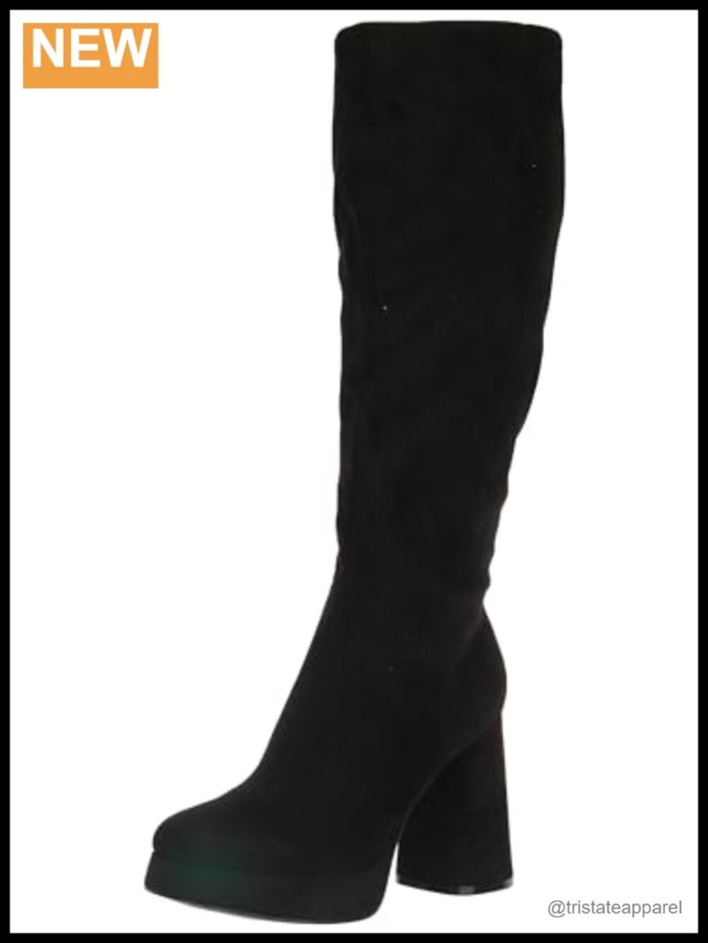 Nine West Vadda Knee High Dress Boots Block Heel Zip Leather